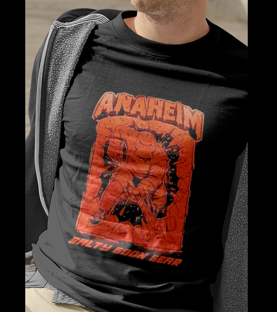 Anaheim Salty Goon Gear Aggressive Hockey Duck Breaking Wall T-Shirt