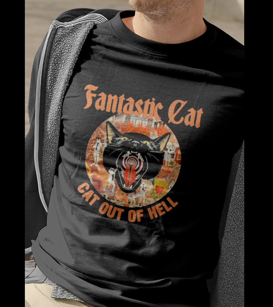 Fantastic Cat Cat Out Of Hell Vintage Rock T-Shirt