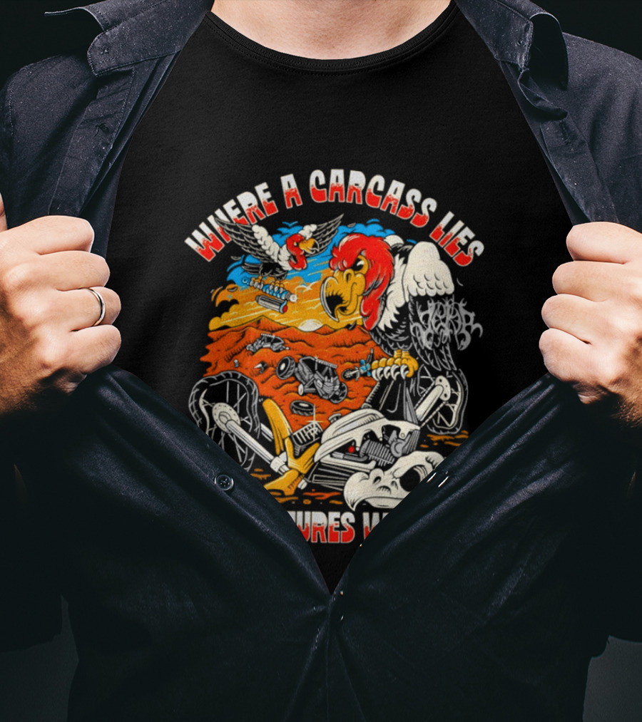 Where A Carcass Lies The Vultures Will Fly Skeleton Wings T-Shirt