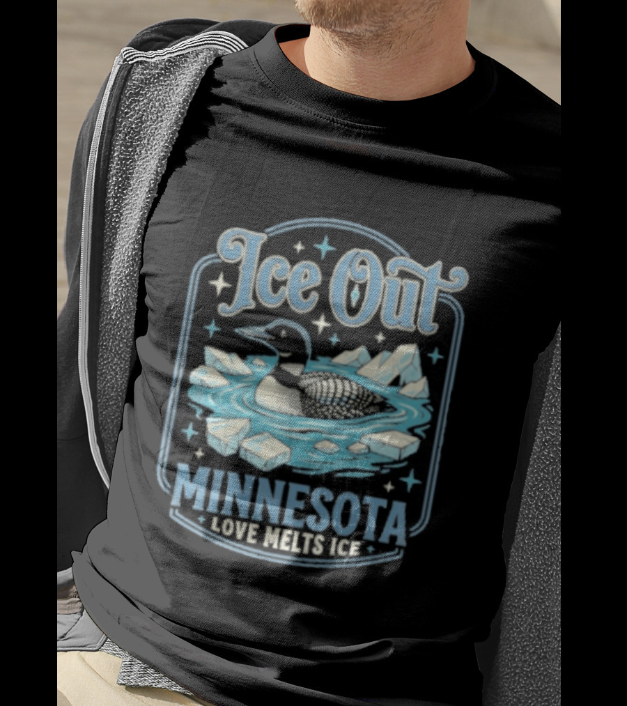 Loon Ice Out Minnesota Love Melts ICE Lake Water Bird T-Shirt