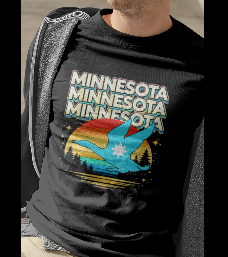 MINNESOTA Resistance 2026 Goose Sunset Forest Scene T-Shirt