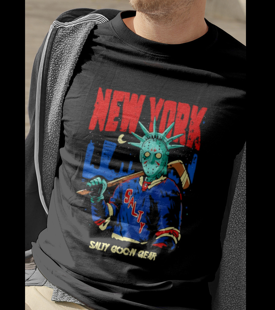 New York Salty Goon Liberty Mask Hockey Player Salty Goon Gear T-Shirt