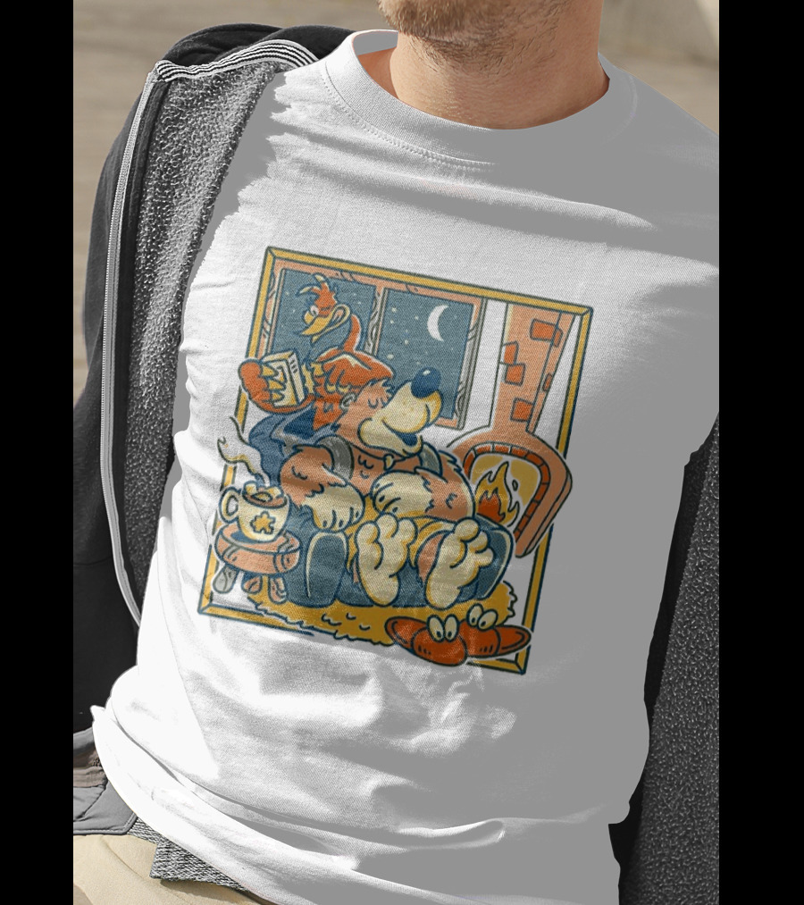Banjo And Kazooie Cozy Fireplace Retro Gaming Night Moon🌛 T-Shirt