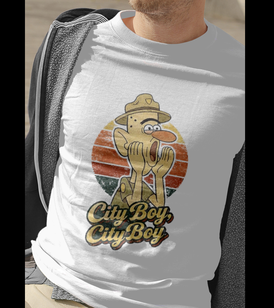 City Boy City Boy Gravity Falls Meme Retro Vintage Cartoon T-Shirt