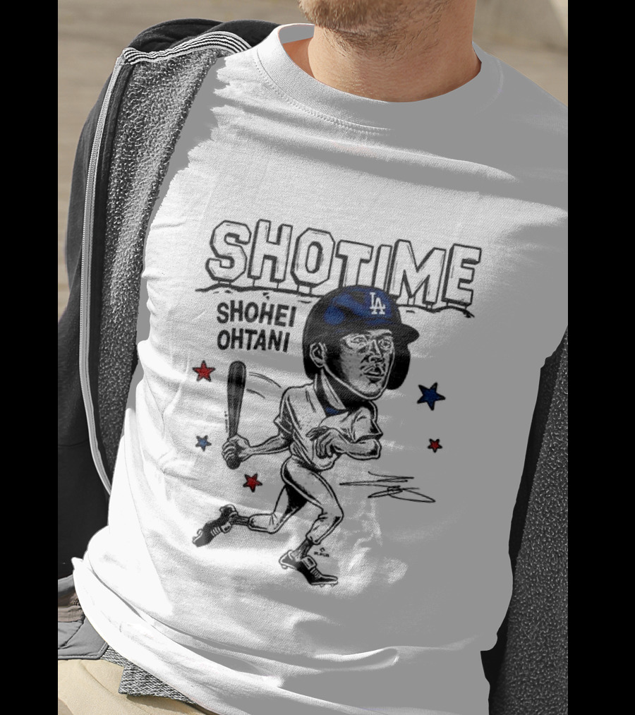 Shohei Ohtani Showtime LA Dodgers Caricature Baseball Star T-Shirt