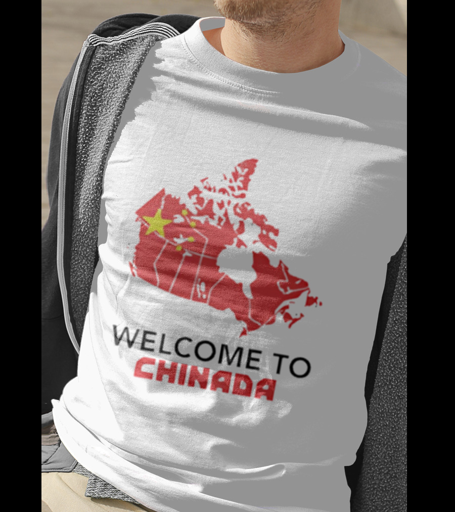 Welcome To Chinada Canada Map Redesign With Bold Text And Yellow Stars T-Shirt