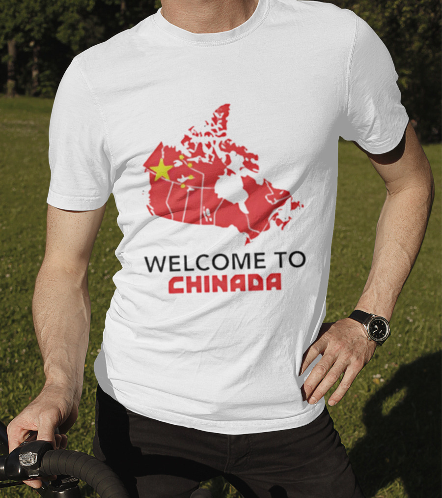 Welcome To Chinada Canada Map Redesign With Bold Text And Yellow Stars T-Shirt