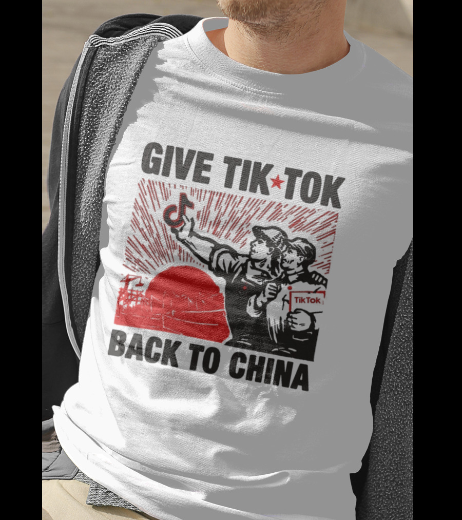 Give TikTok Back To China Red Sunburst Worker T-Shirt