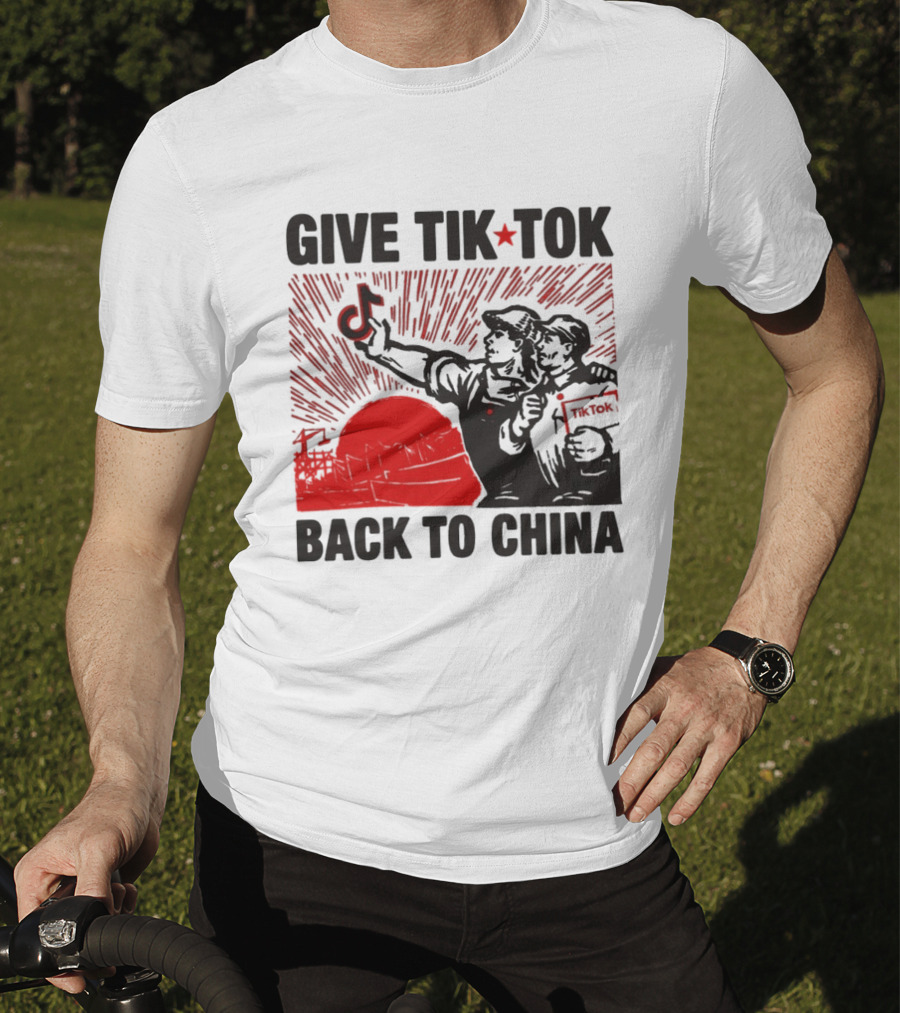 Give TikTok Back To China Red Sunburst Worker T-Shirt