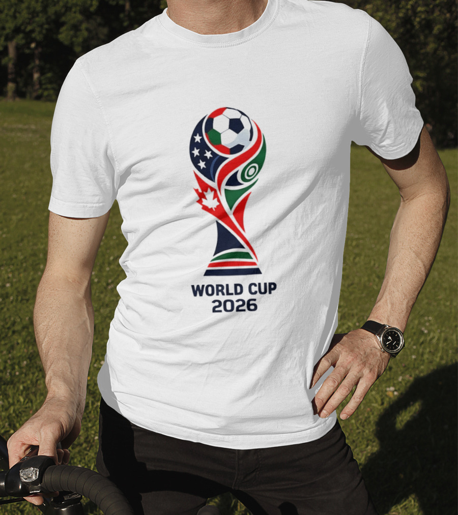 World Cup 2026 Trophy With Soccer Ball And Maple Leaf T-Shirt