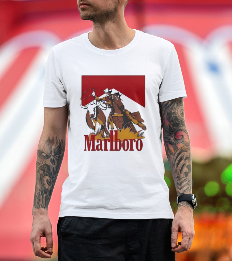 Marlboro Cowboy With Lasso Riding Horse Rugged Outdoors Adventure T-Shirt