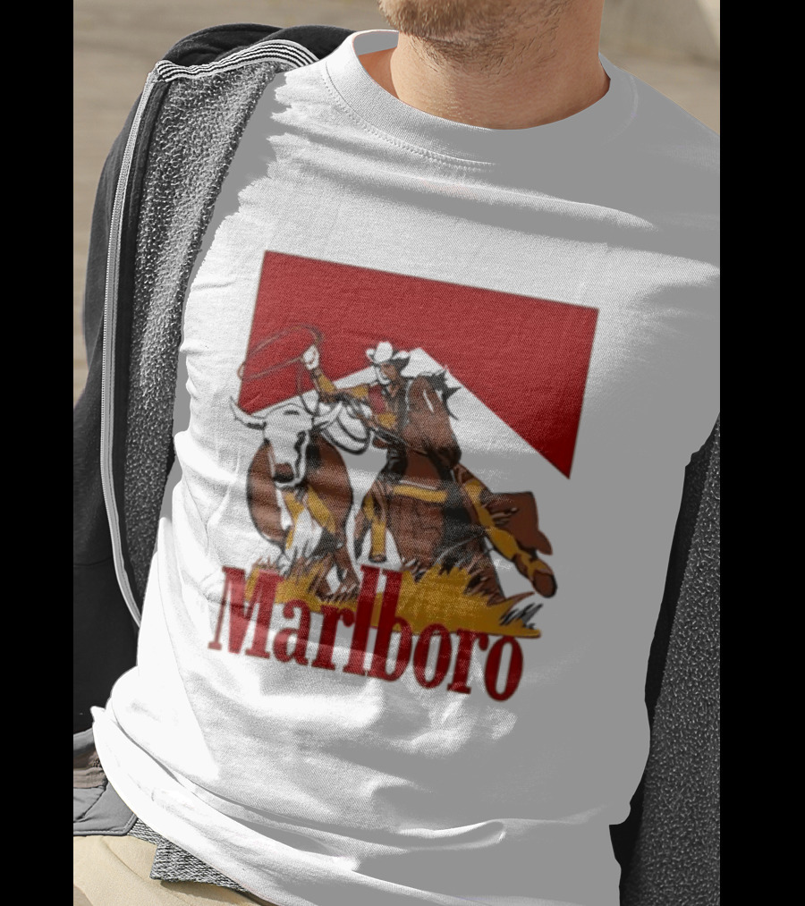 Marlboro Cowboy With Lasso Riding Horse Rugged Outdoors Adventure T-Shirt