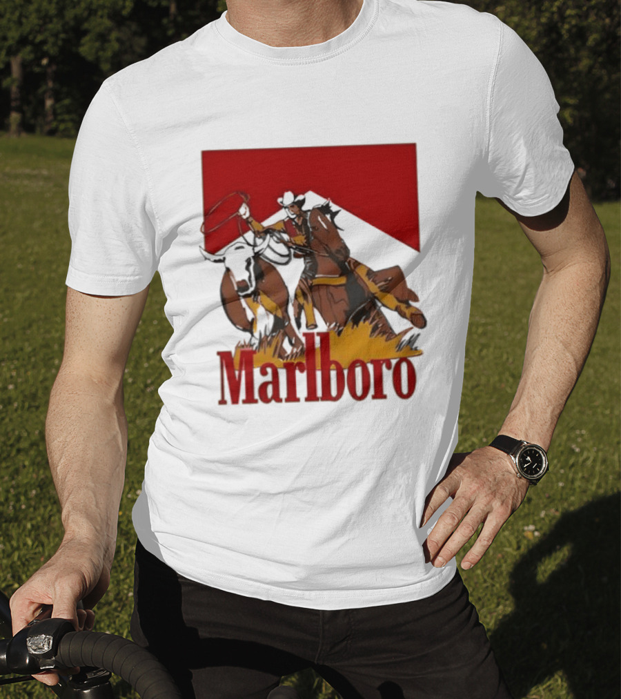 Marlboro Cowboy With Lasso Riding Horse Rugged Outdoors Adventure T-Shirt