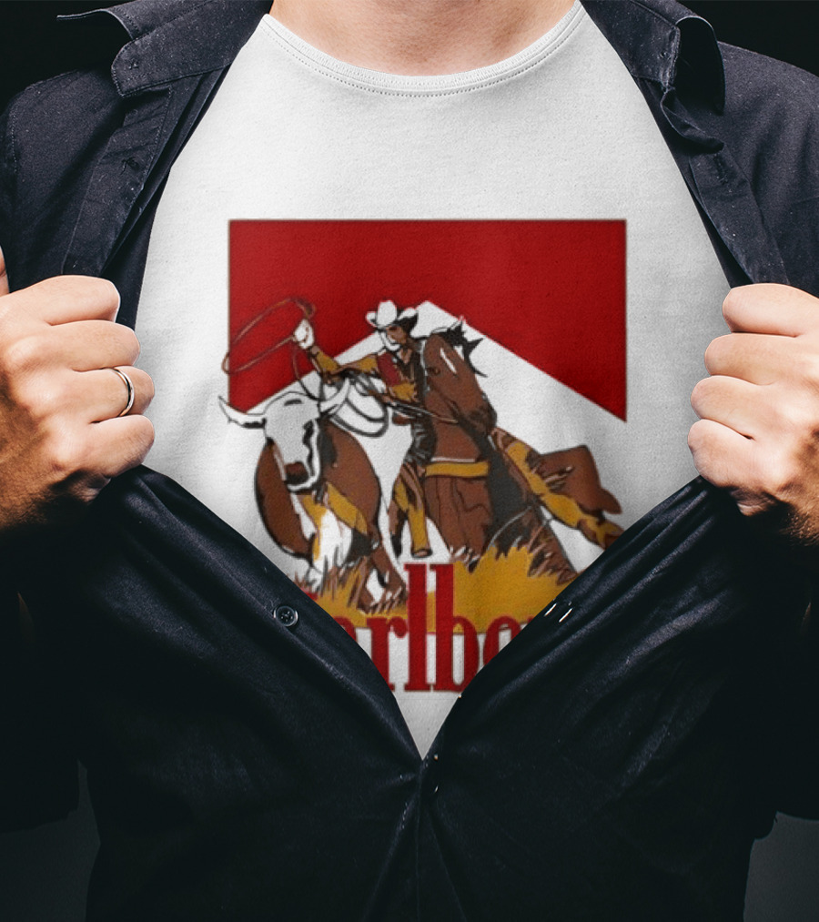 Marlboro Cowboy With Lasso Riding Horse Rugged Outdoors Adventure T-Shirt