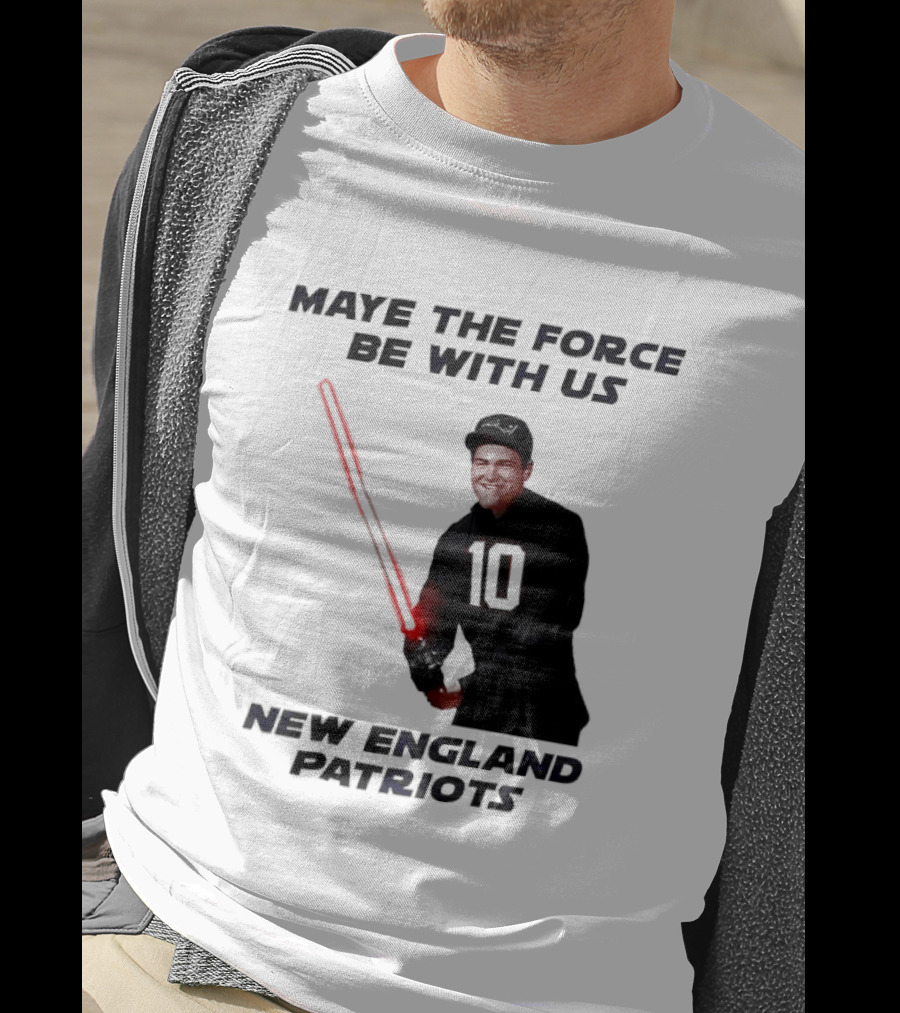 Maye The Force Be With Us New England Patriots Football Crossover Lightsaber T-Shirt