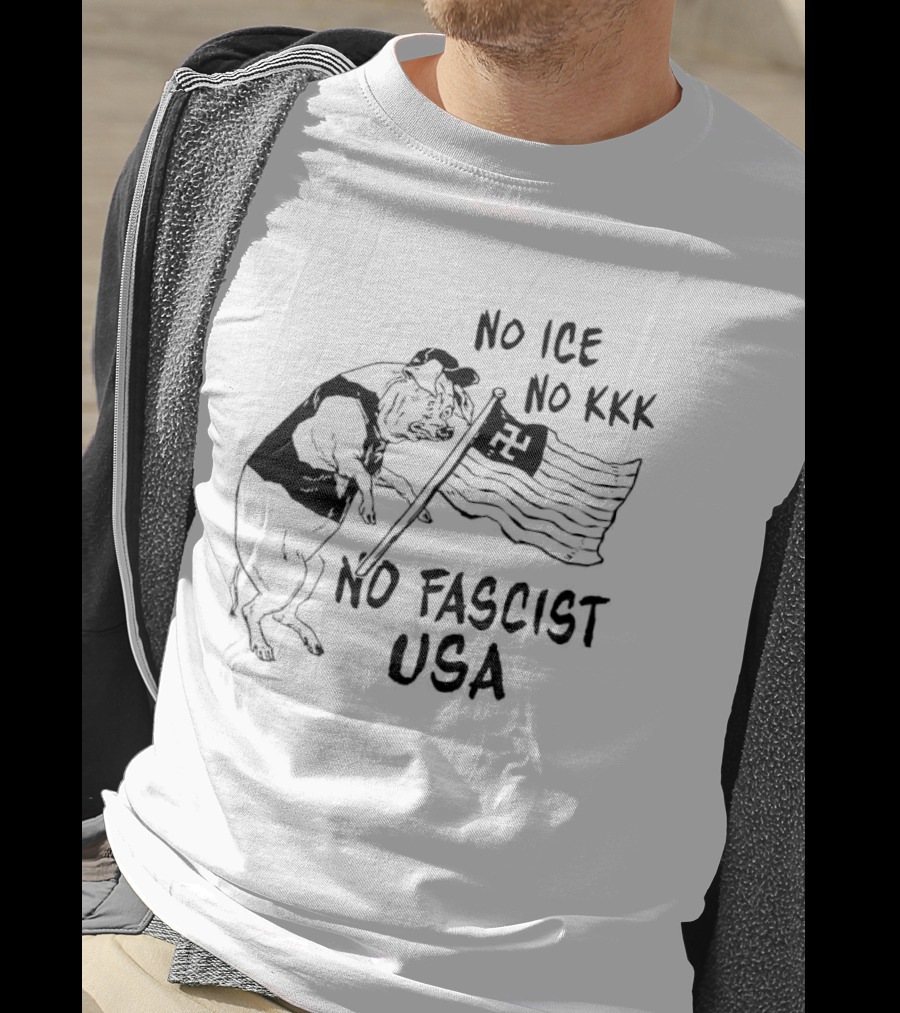 No Ice No KKK No Fascist USA Pig With Flag T-Shirt