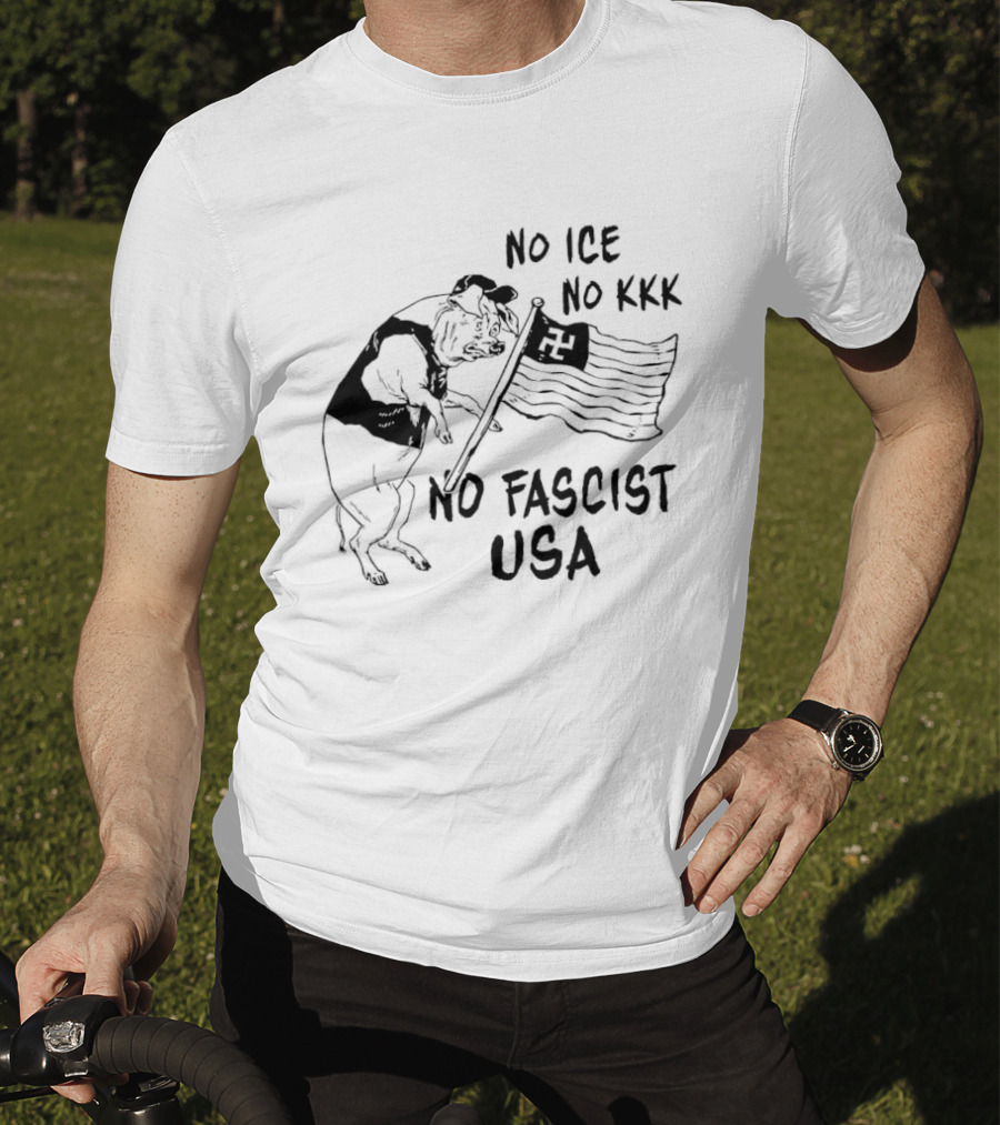 No Ice No KKK No Fascist USA Pig With Flag T-Shirt