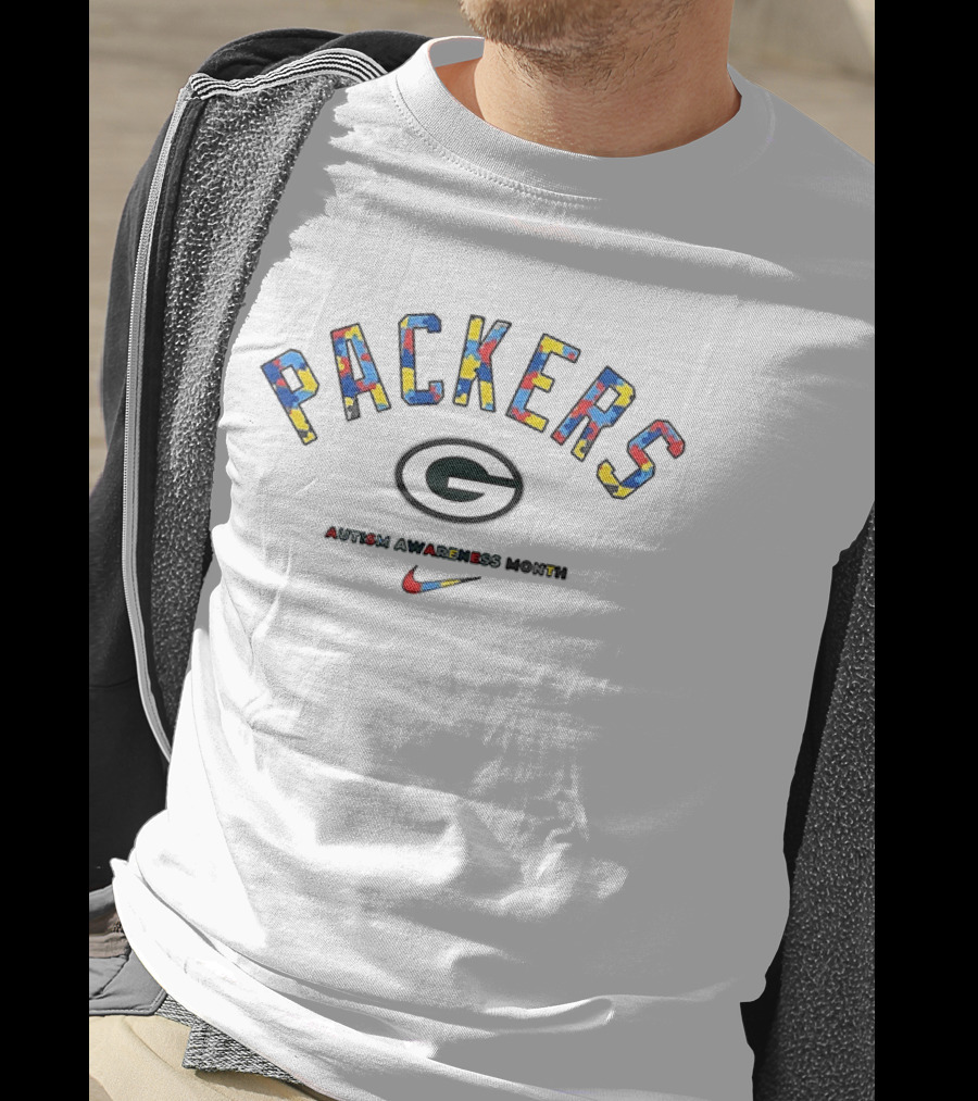 Packers Autism Awareness Month Nike Collaboration Puzzle T-Shirt