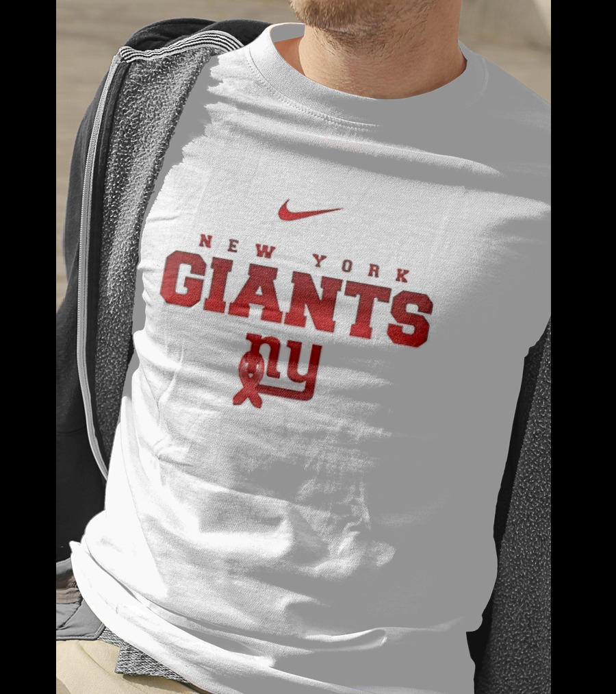New York Giants Red February American Heart Month Nike Collaboration T-Shirt