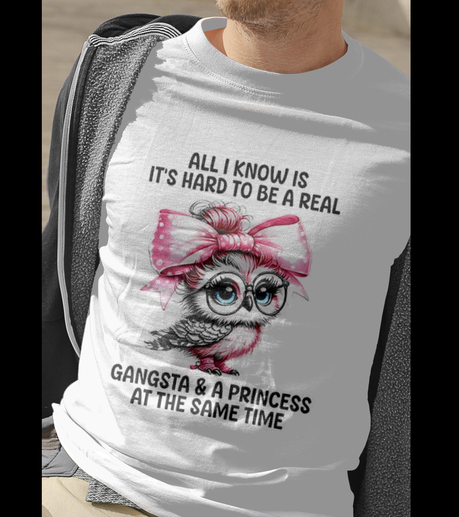 All I Know Is It's Hard To Be A Real Gangsta And A Princess Owl T-Shirt