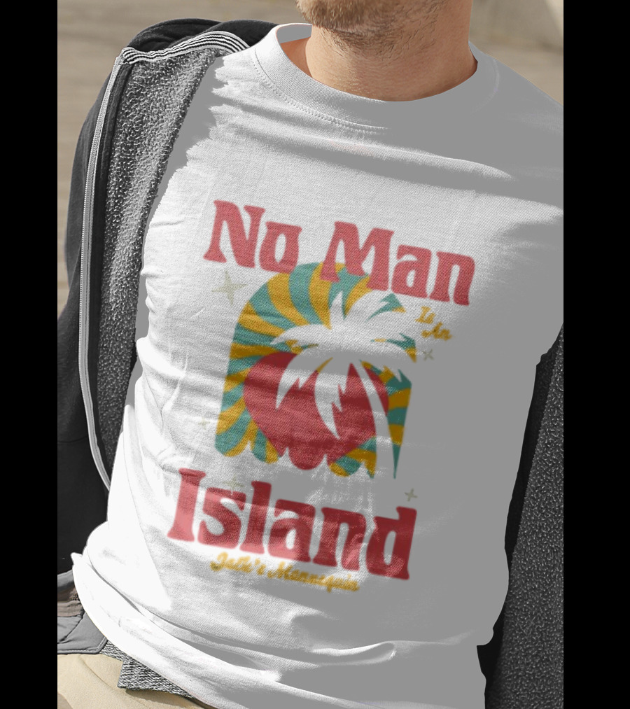 No Man Is An Island Jack's Mannequin Beachy Palm Tree Striped Heart Retro Vibes T-Shirt