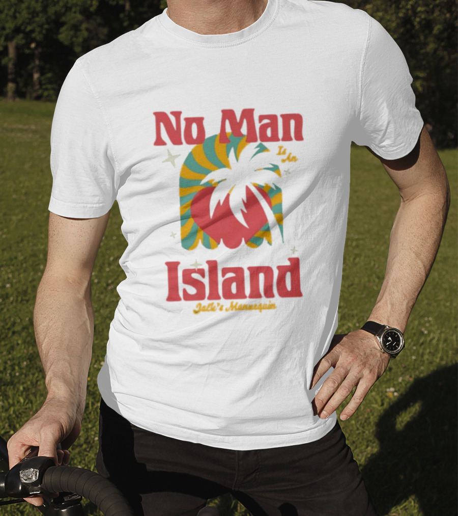 No Man Is An Island Jack's Mannequin Beachy Palm Tree Striped Heart Retro Vibes T-Shirt
