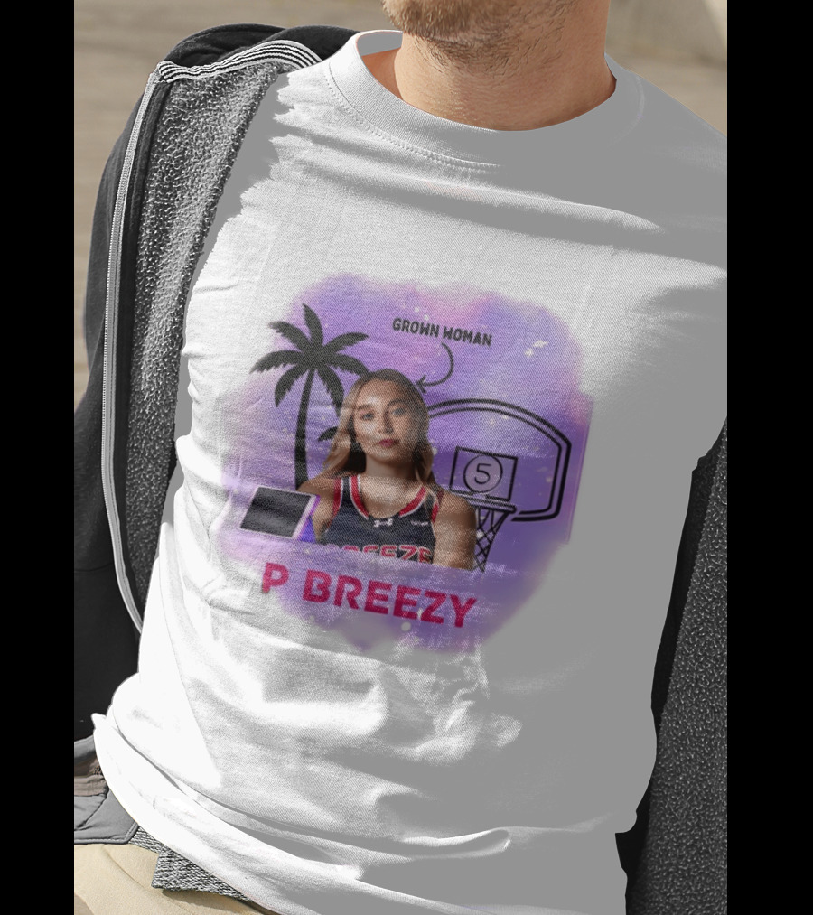 Grown Woman P Breezy Basketball Palm Tree T-Shirt
