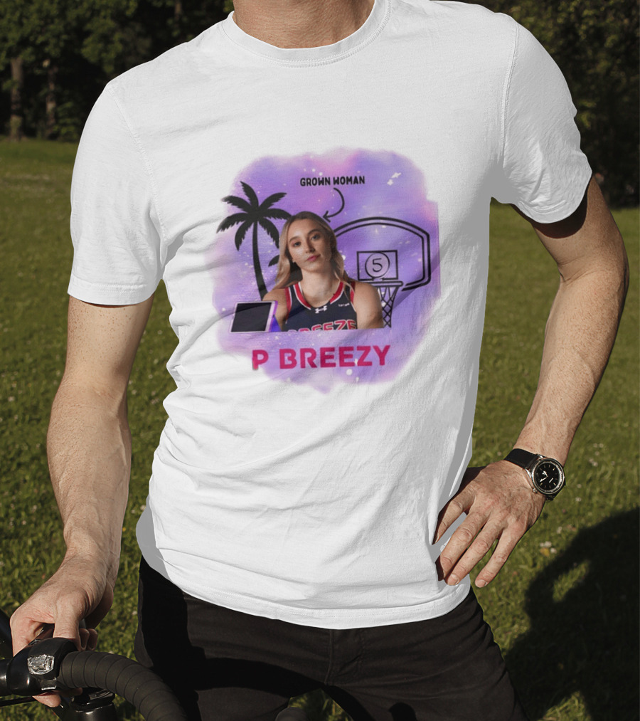 Grown Woman P Breezy Basketball Palm Tree T-Shirt
