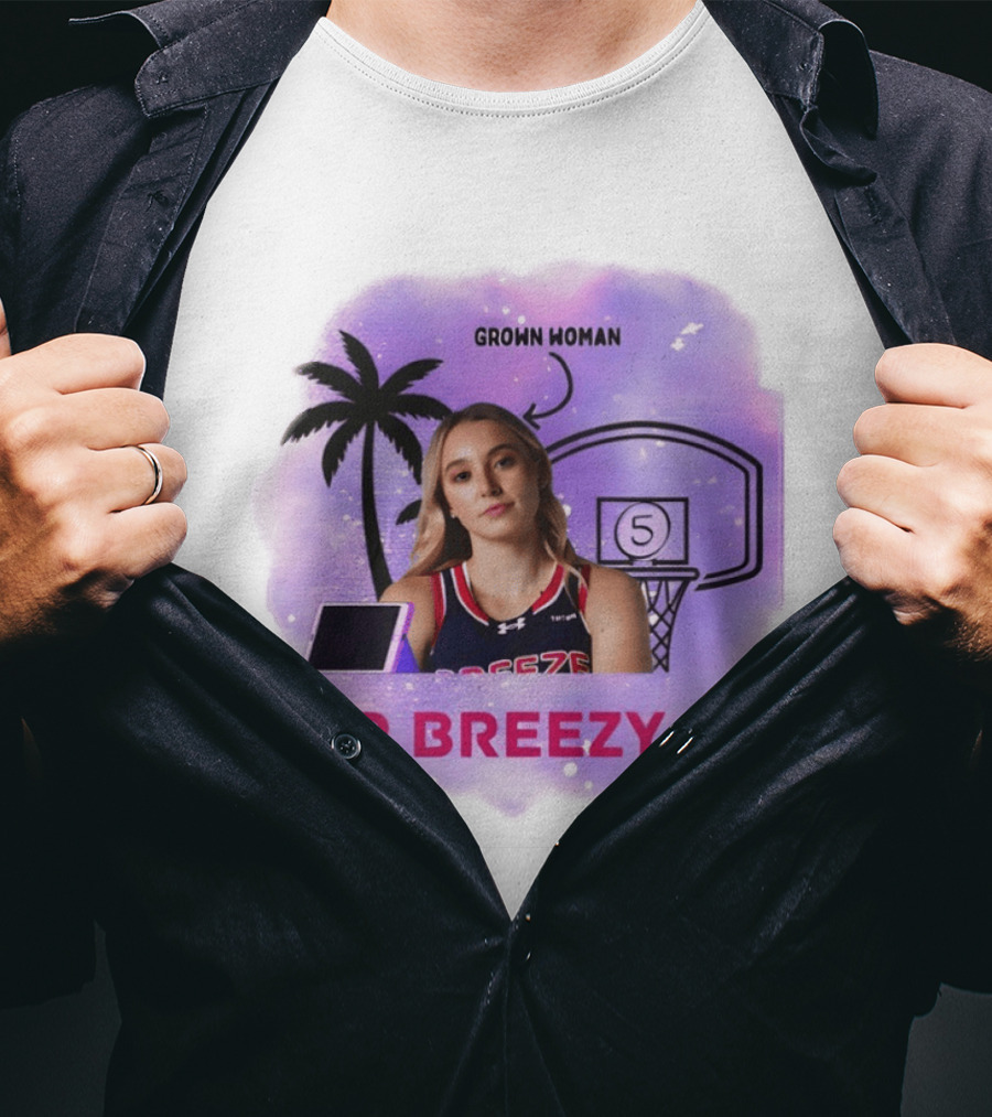Grown Woman P Breezy Basketball Palm Tree T-Shirt
