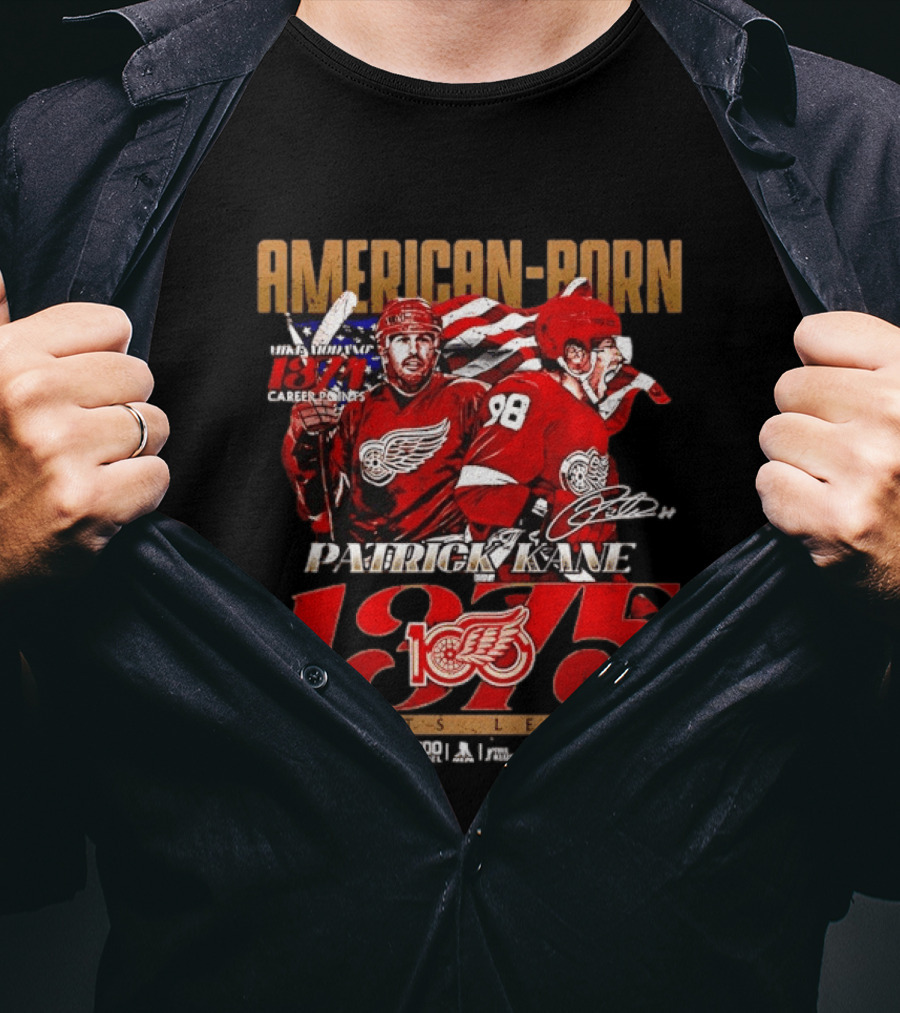 American Born Patrick Kane Detroit Red Wings 1375 Points Career Leader T-Shirt