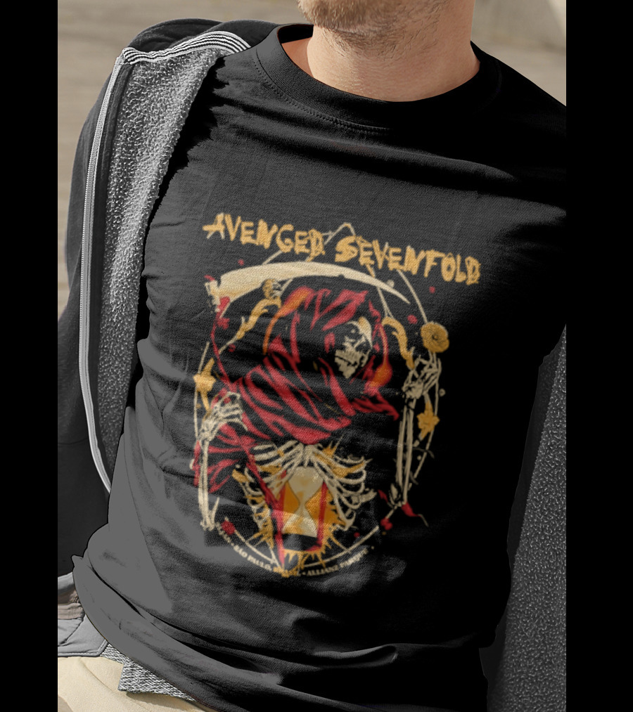 Avenged Sevenfold São Paulo January 31 2026 Event Skull And Hourglass T-Shirt