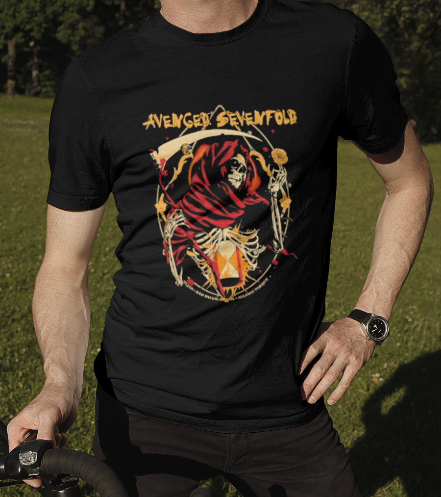 Avenged Sevenfold São Paulo January 31 2026 Event Skull And Hourglass T-Shirt