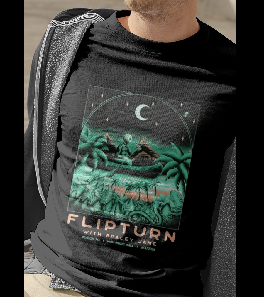 FLIPTURN With Spacey Jane MGM Music Hall Boston 6 4 2026 Art Alien Canoe Scene T-Shirt