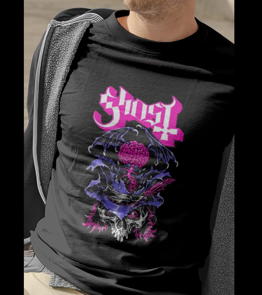 Ghost Bat Brain Skeleton Tour T-Shirt