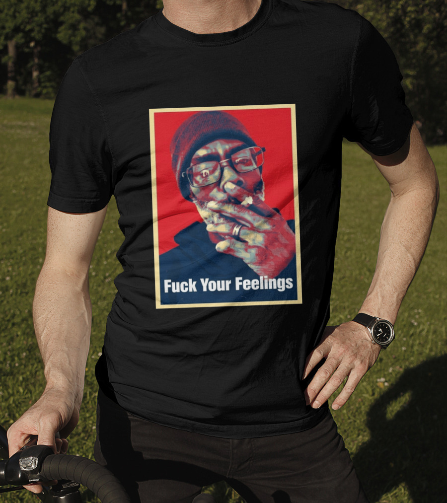 Uncle Clif Fuck Your Feelings Smoking Glasses Beanie Red T-Shirt