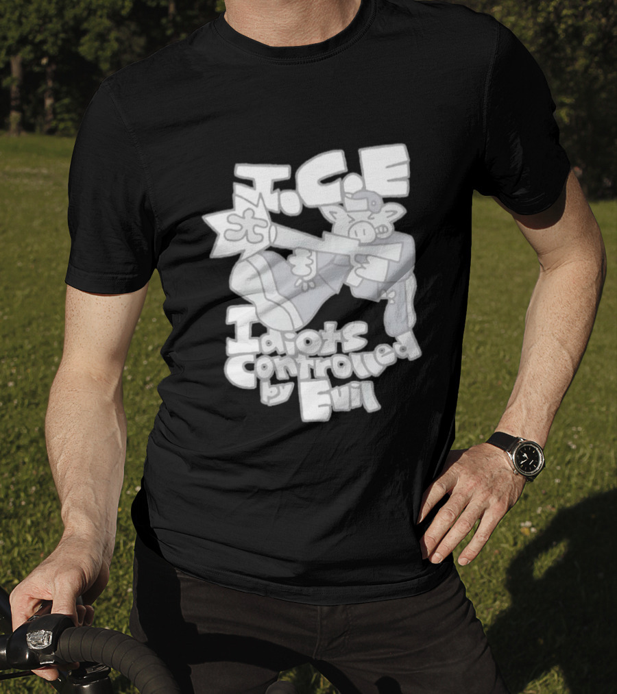 I.C.E Idiots Controlled By Evil Shooter Character With Gun T-Shirt