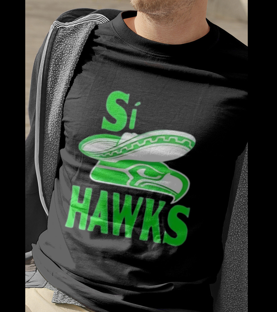 Si Hawks Mexican Sombrero Green Hawk T-Shirt