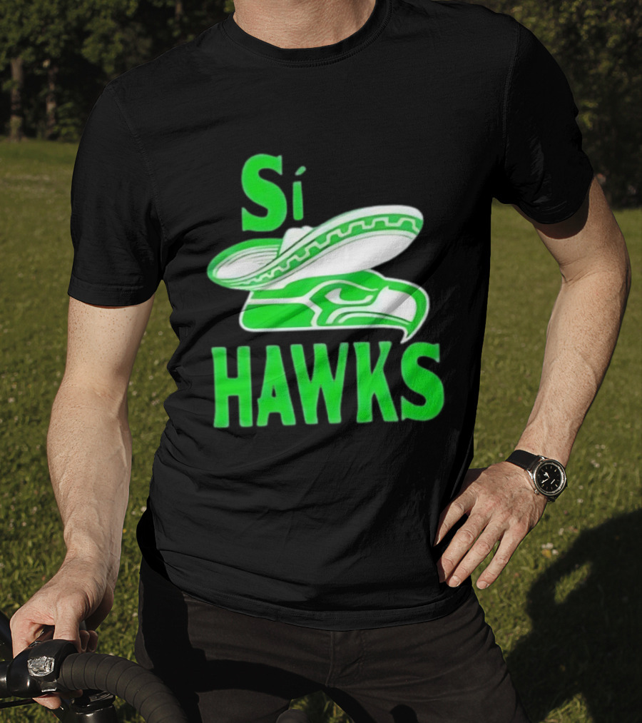 Si Hawks Mexican Sombrero Green Hawk T-Shirt