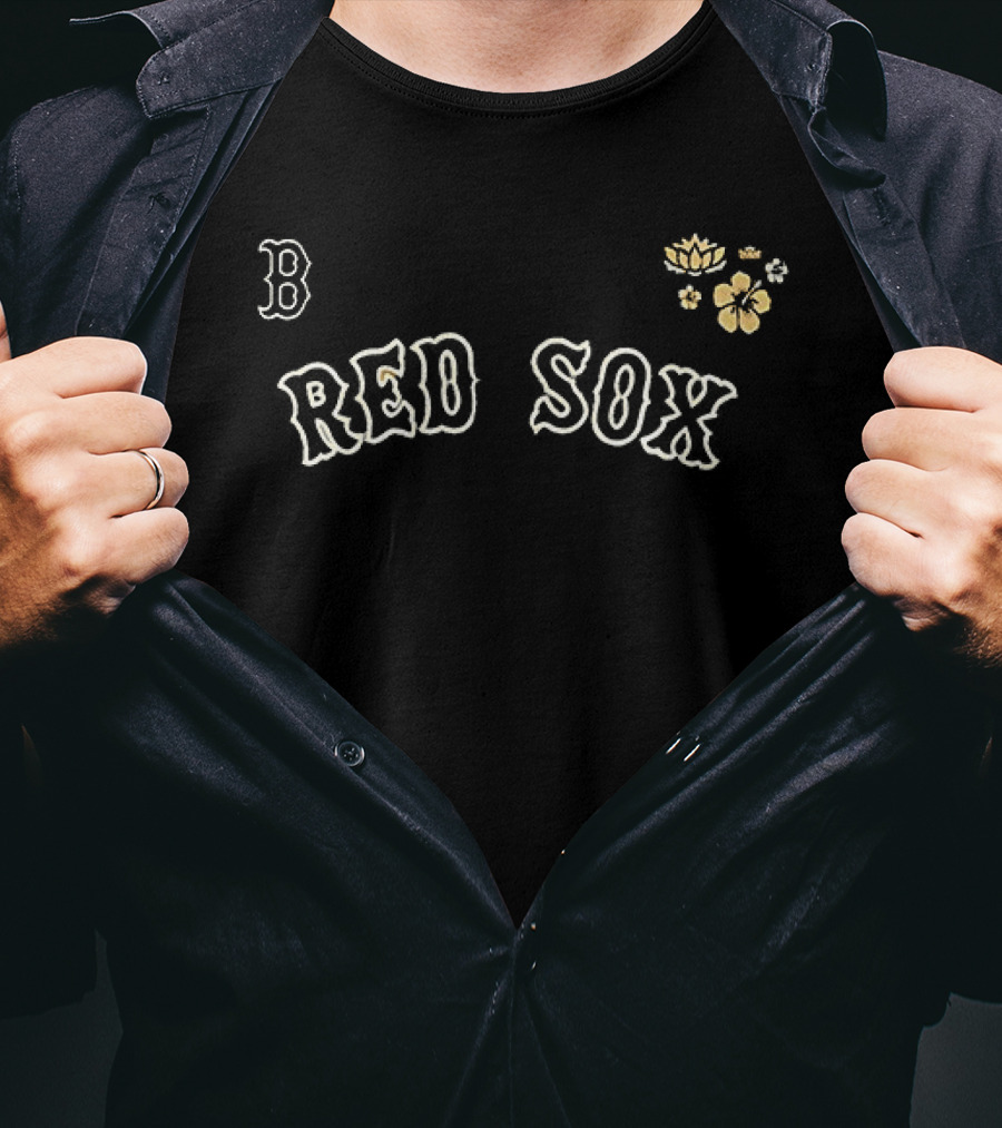 Boston Red Sox AAPI Celebration B With Yellow Flowers T-Shirt