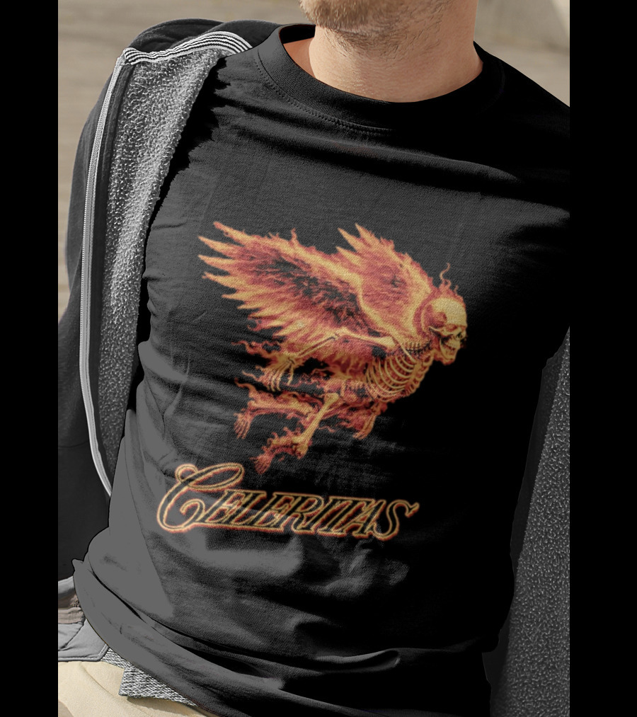 Celeritas Flaming Angel Skeleton Wings 2026 Speed T-Shirt