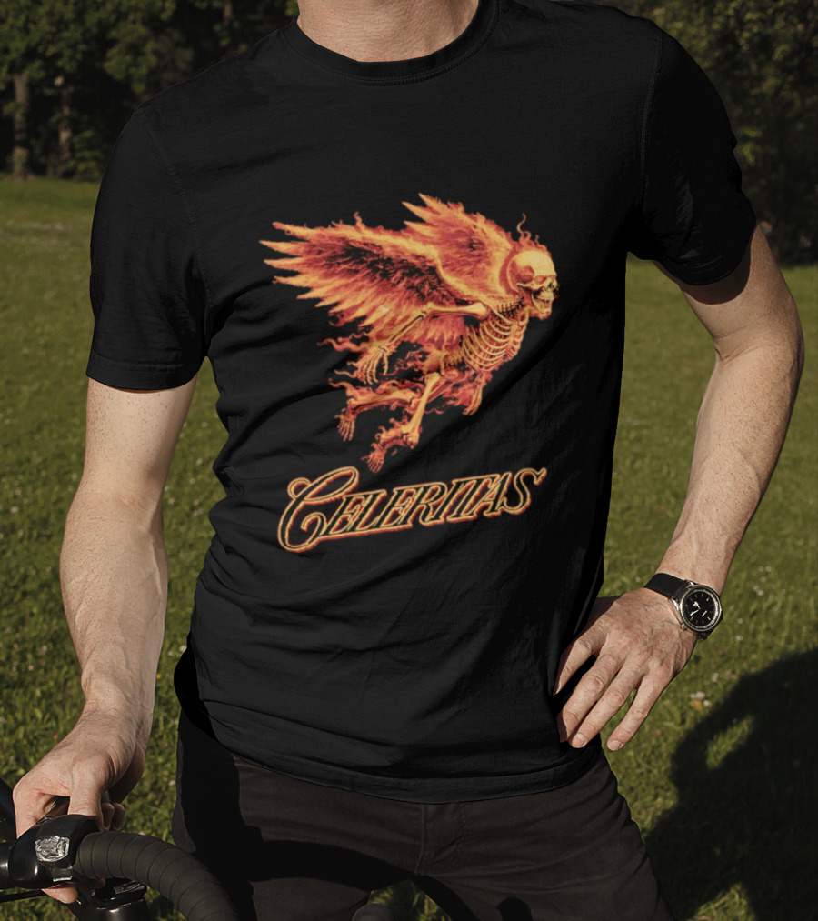 Celeritas Flaming Angel Skeleton Wings 2026 Speed T-Shirt