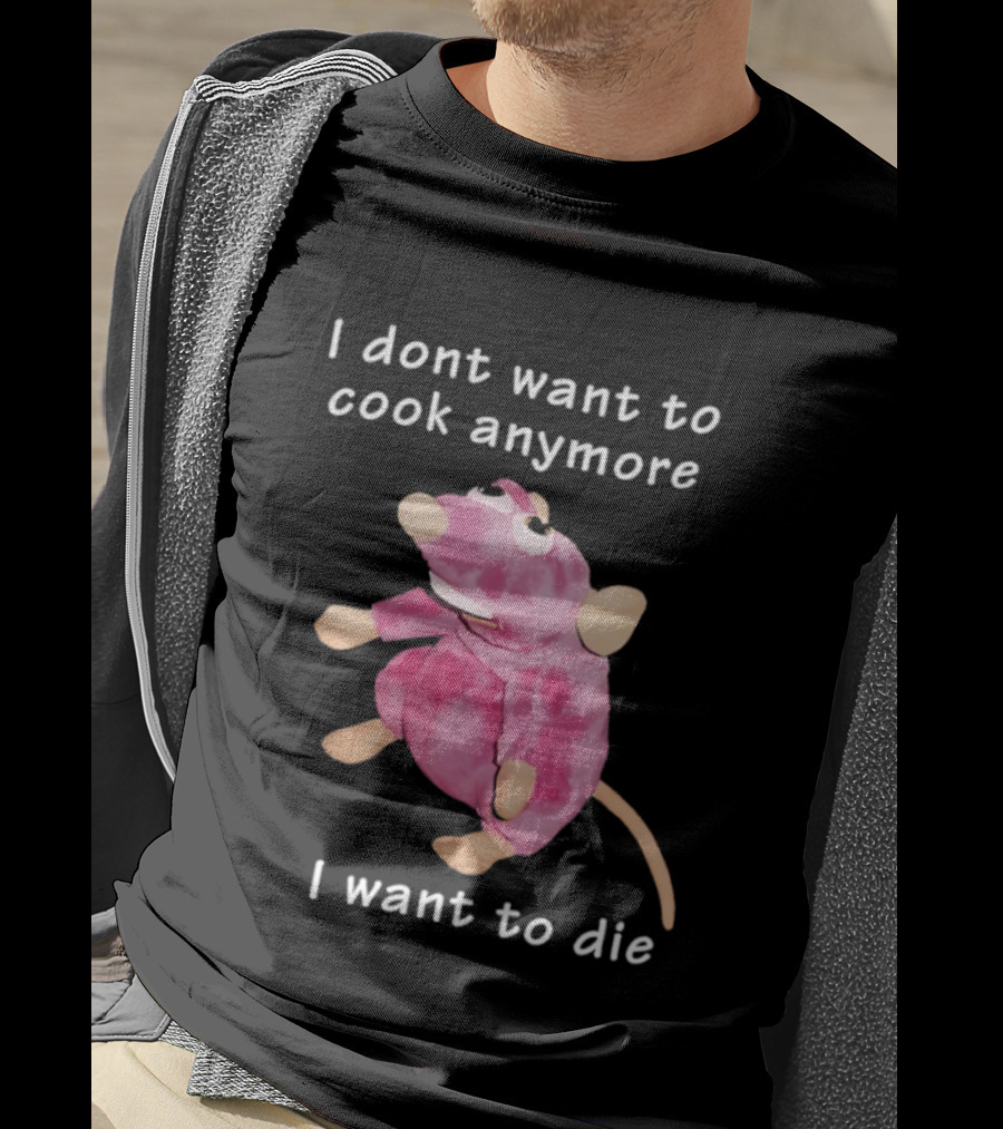 I Dont Want To Cook Anymore I Want To Die Rat Pink Stuffed Animal T-Shirt