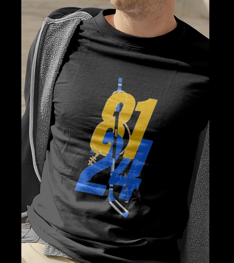 Ilya Rozanov 81 Shane Hollander 24 Hockey Stick Yellow Blue Numbers T-Shirt