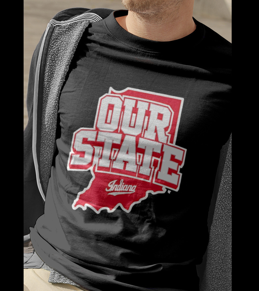 Our State Indiana Red Map College Sports Indiana T-Shirt