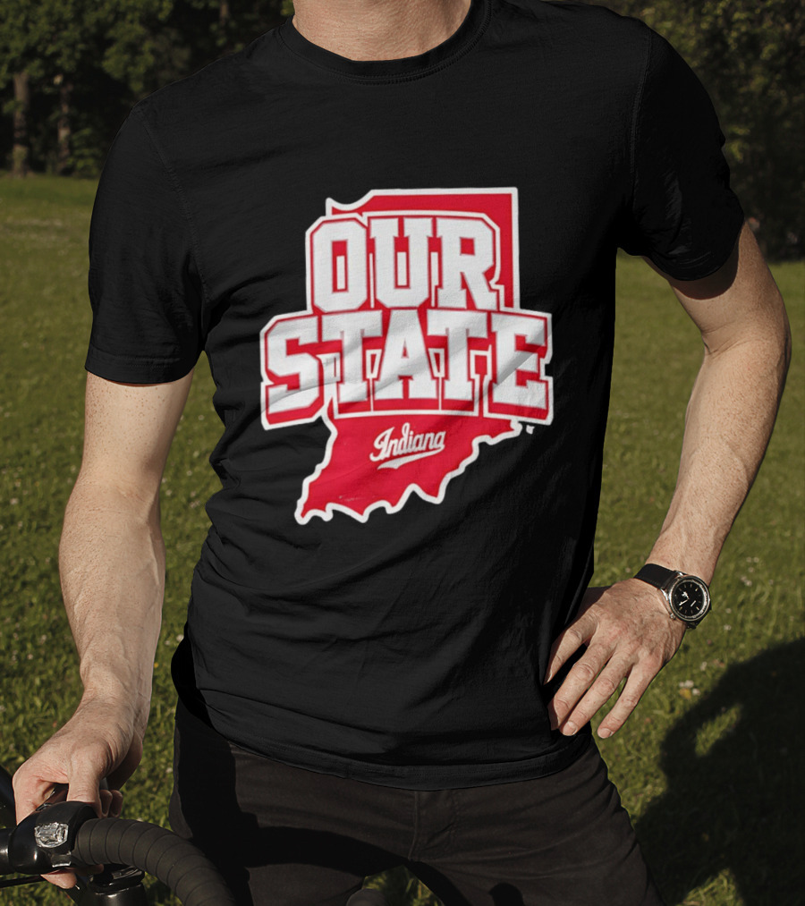 Our State Indiana Red Map College Sports Indiana T-Shirt