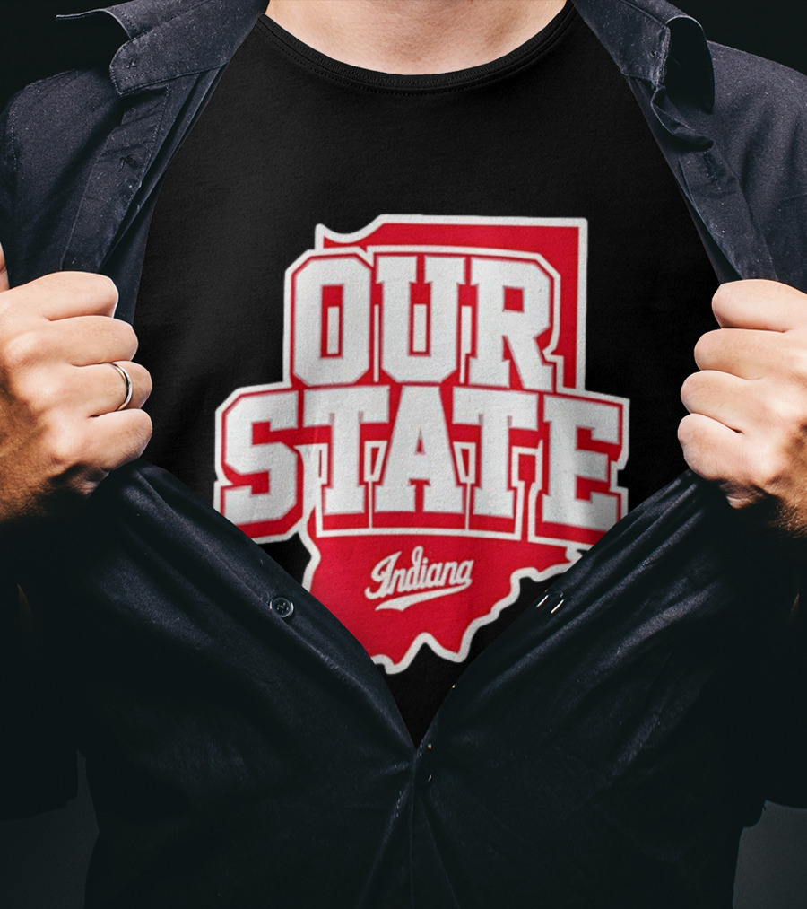 Our State Indiana Red Map College Sports Indiana T-Shirt