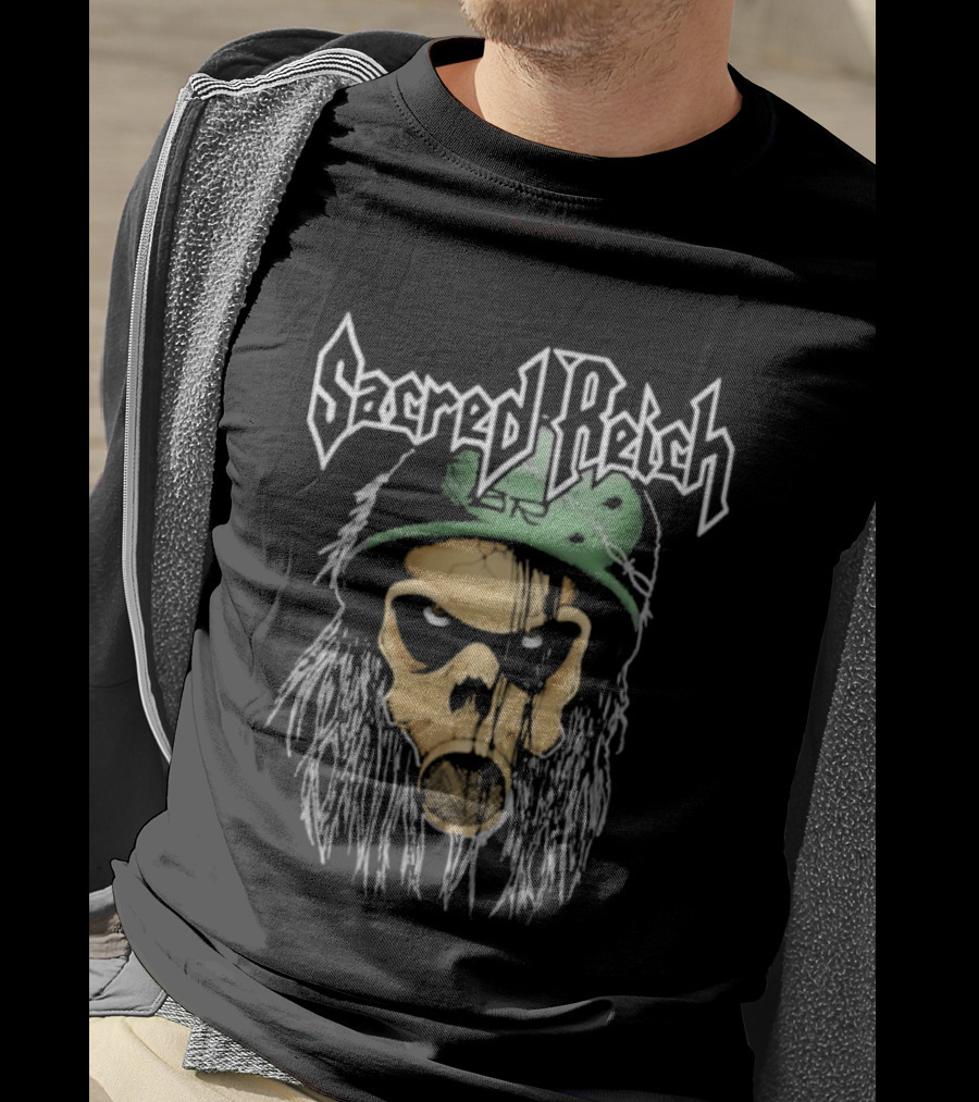 Sacred Reich OD Skull Soldier Helmet T-Shirt