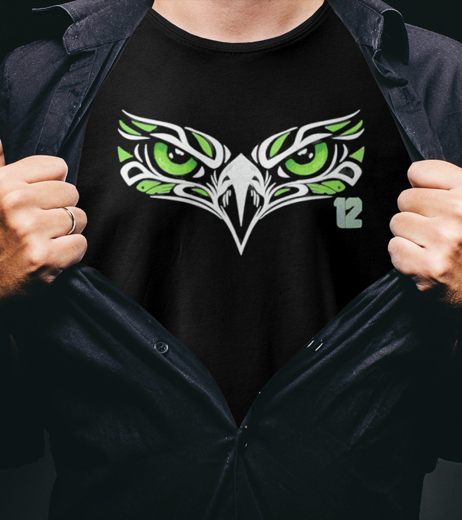 Seattle Seahawks City Hawk Eye Symbol 12th Man T-Shirt