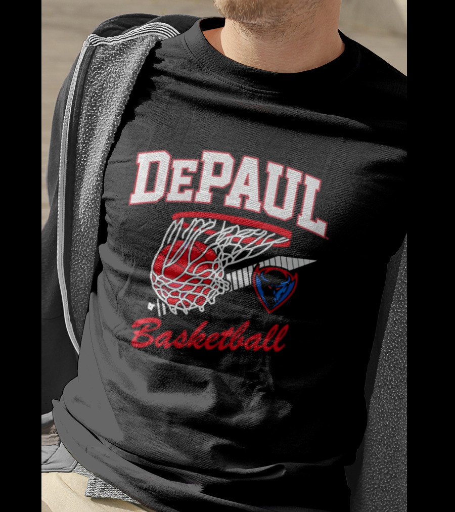 DePaul Blue Demons Basketball Hoop Throwback T-Shirt