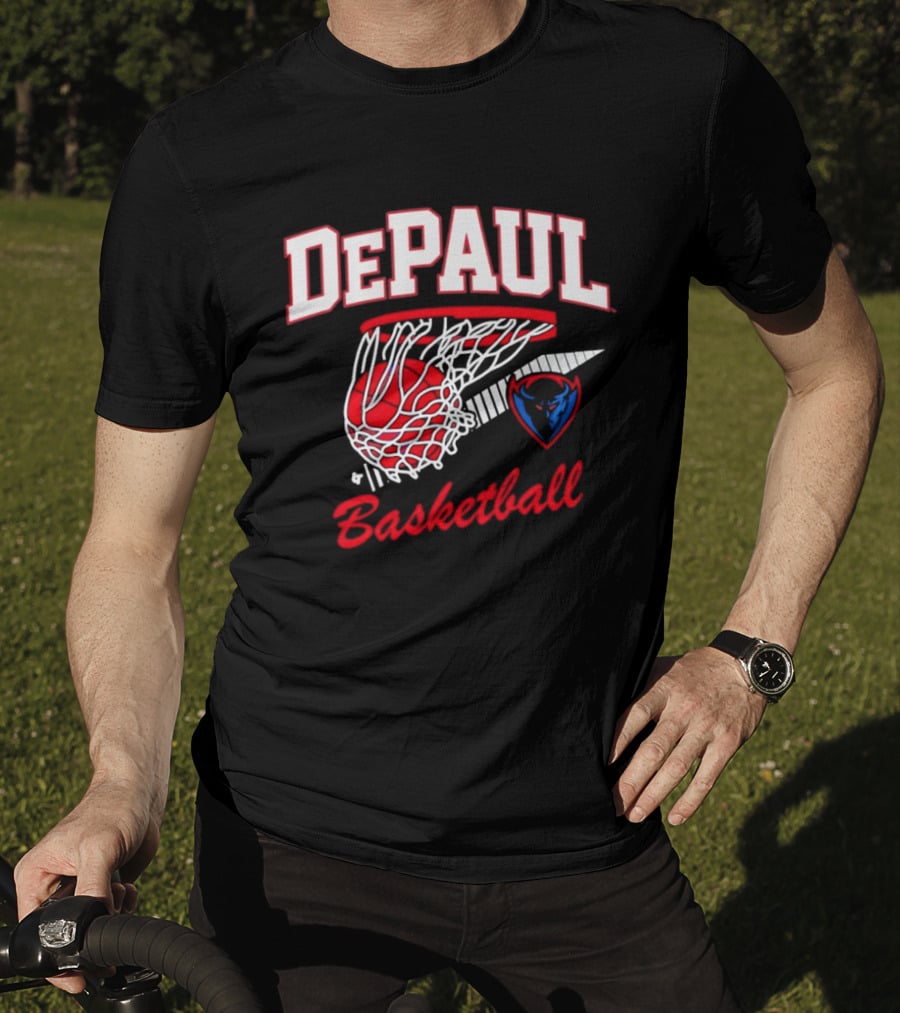 DePaul Blue Demons Basketball Hoop Throwback T-Shirt